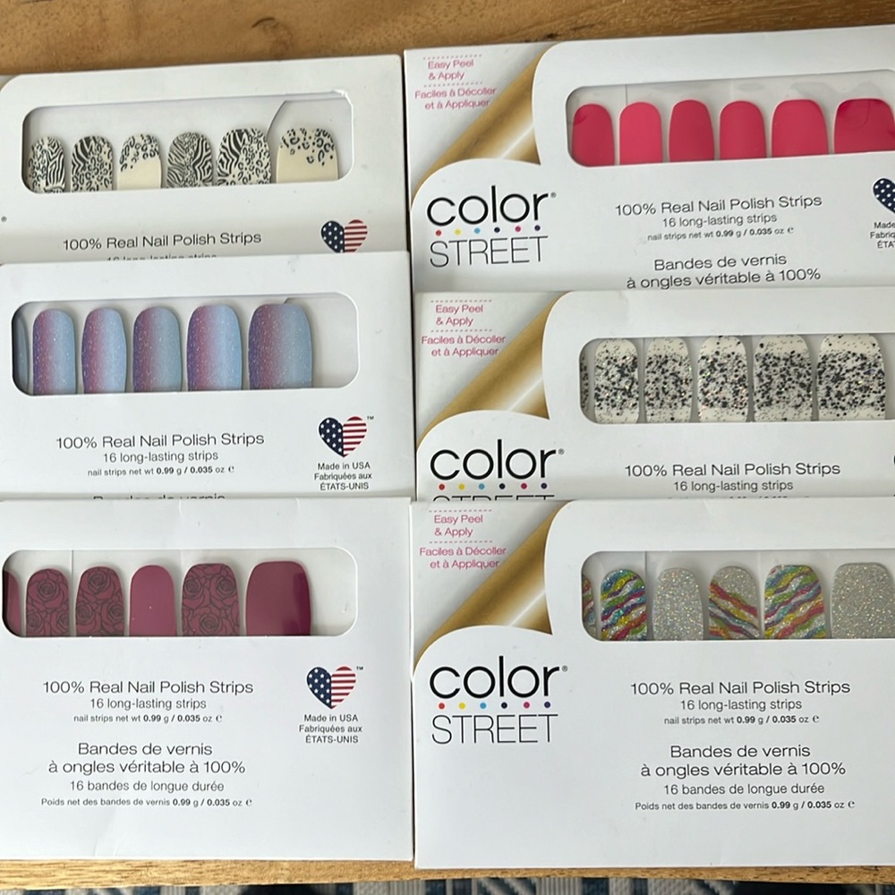 Color Street Nail Polish Strips. Bundle of 6 plus extra 4 2 packs new!